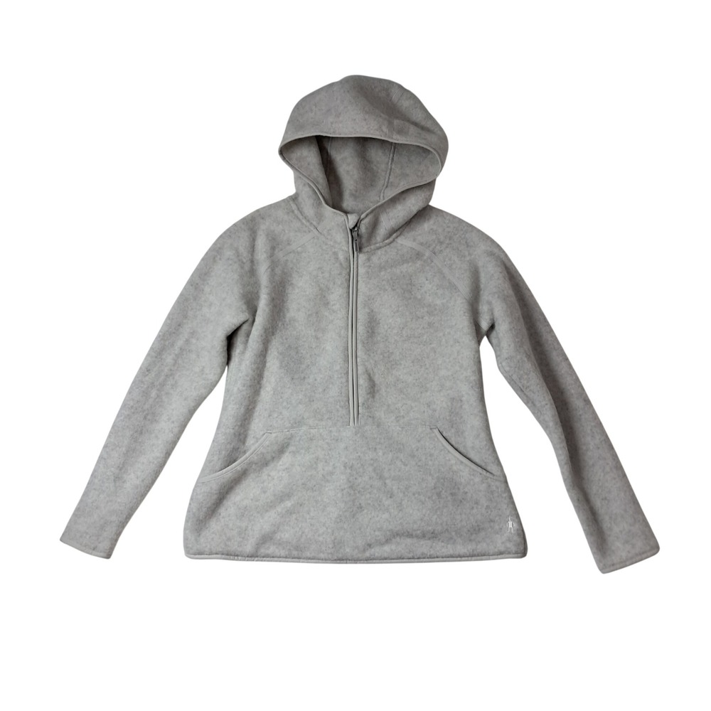Smartwool Fleece Hoodie Womens Large Gray Hudson Trail 1/2 Zip Wool Blend Hiking